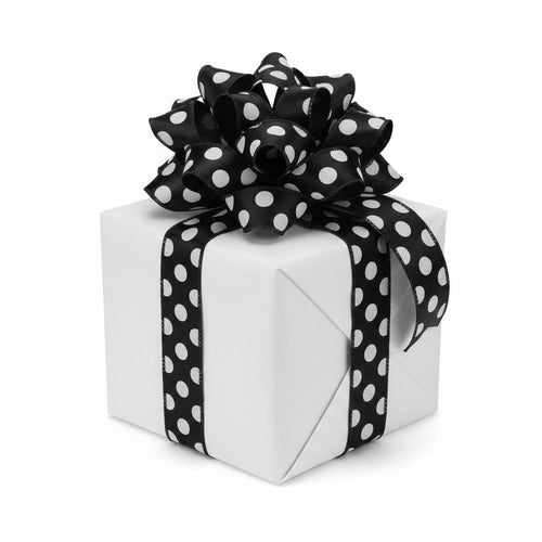 1.5" Big Polka Dot Ribbon: Black & White (10 Yards)