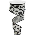 1.5" Cowhide Print Ribbon: Black & Cream (10 Yards)