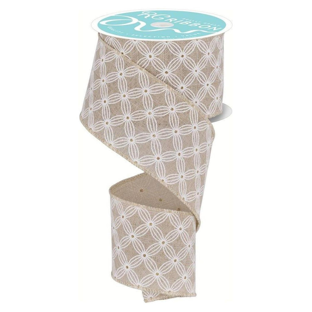 2.5" Multi Circles and Dots Ribbon: Natural (10 Yards)