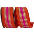 2.5" Regal Stripe Trimming Dupioni Ribbon: Copper/Pink (5 Yards)
