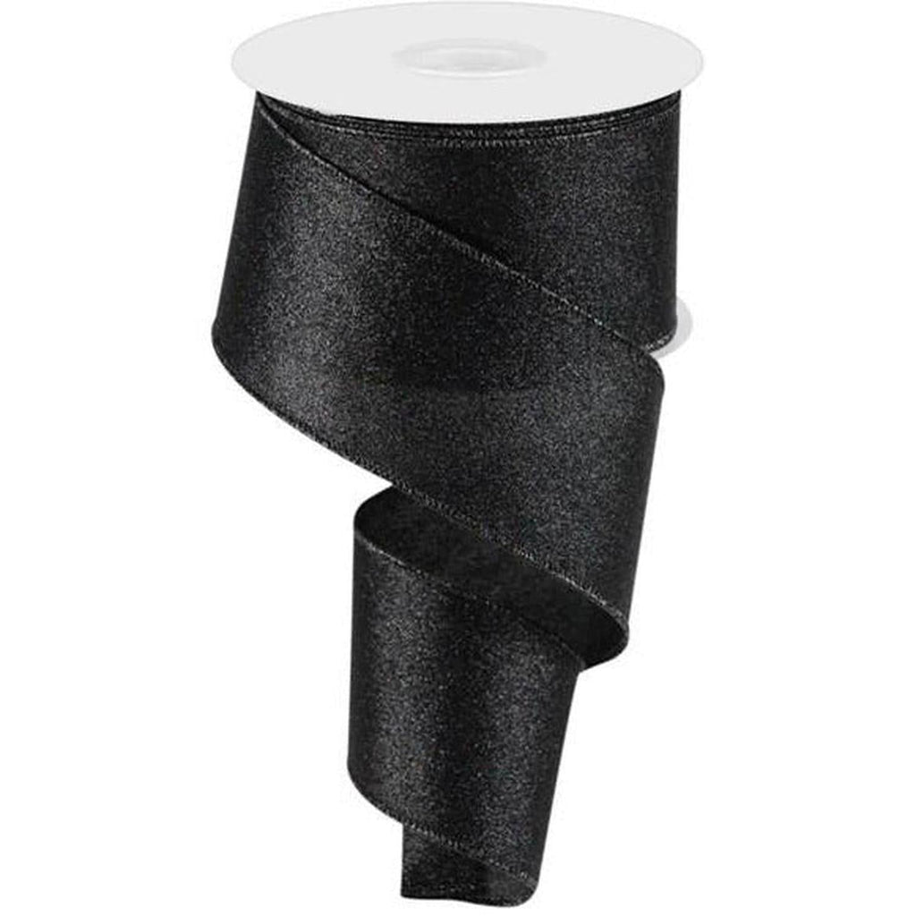 2.5" Shimmer Glitter Ribbon: Black (10 Yards)
