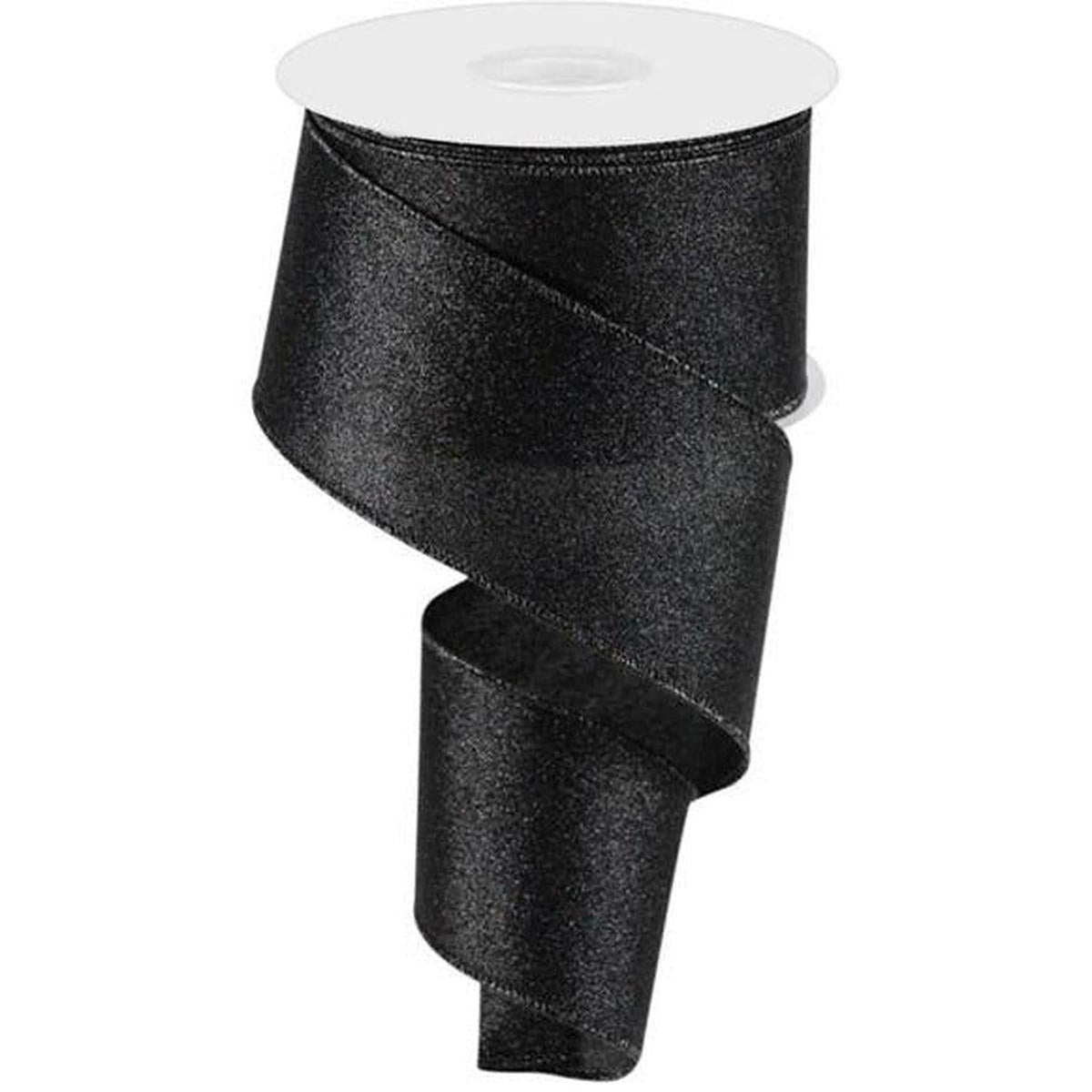 2.5" Shimmer Glitter Ribbon: Black (10 Yards)