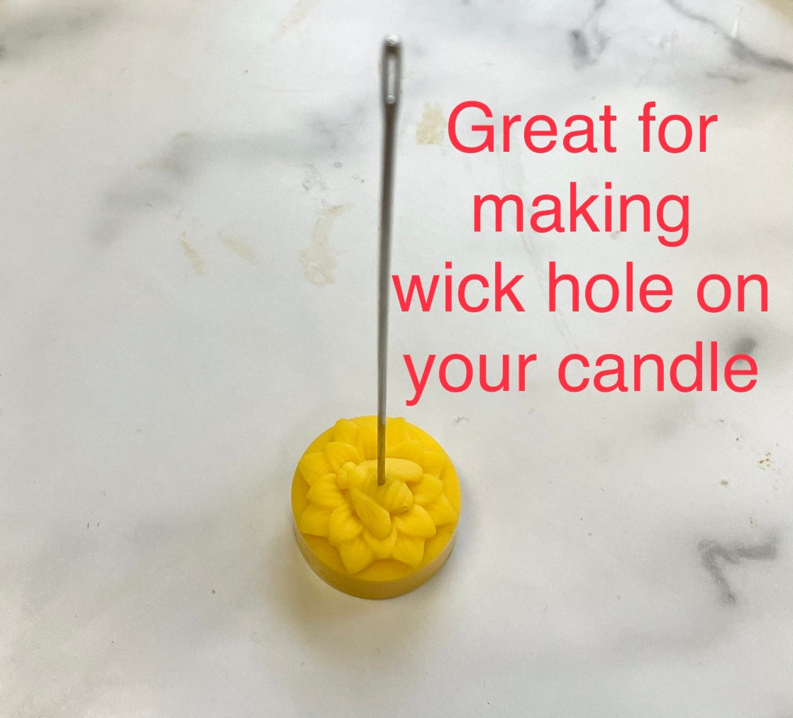 Pack of 5 - 6” stainless steel needles for candle making sewing stitching - wick holders - candle needle - mold pin
