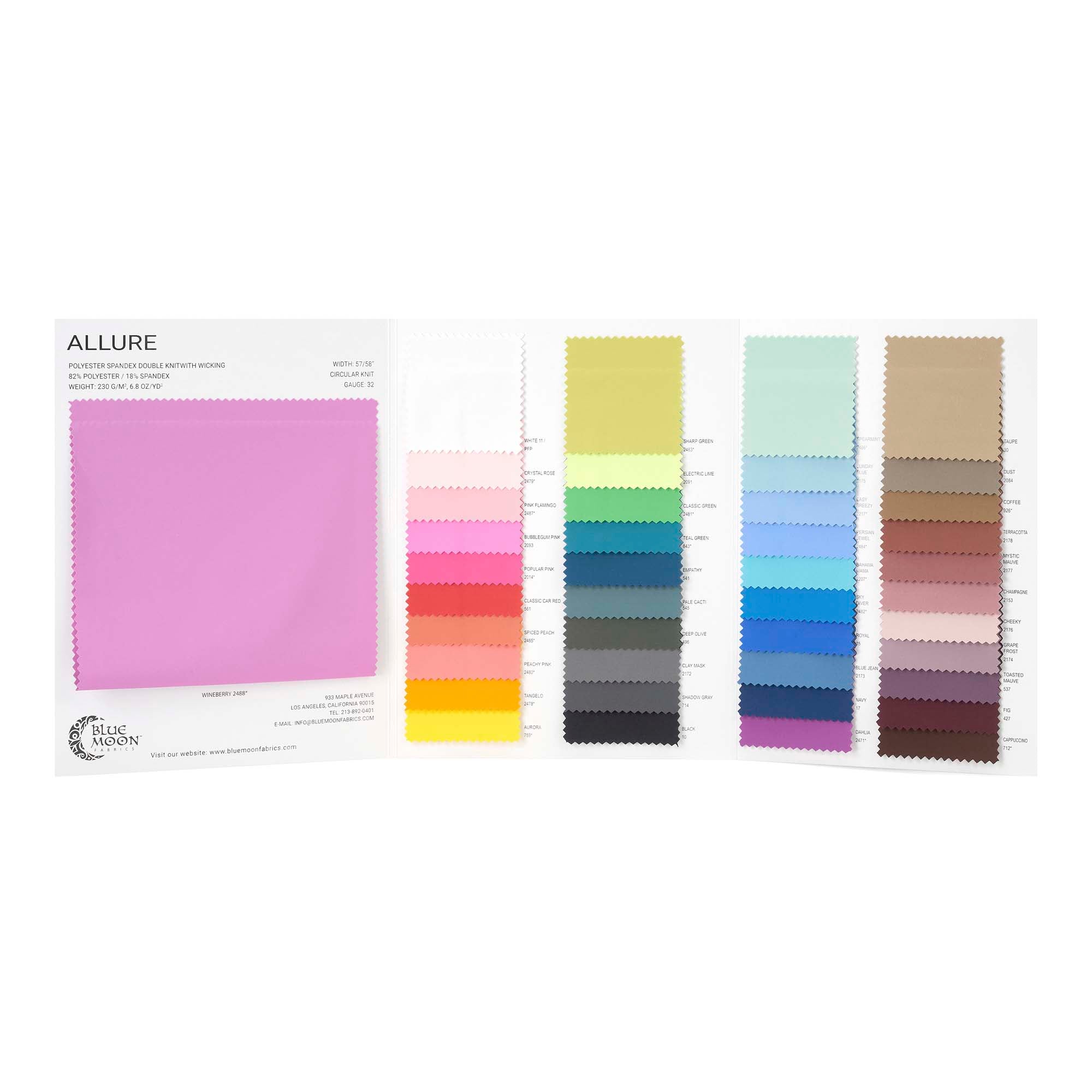 HK426W - Allure Polyester Spandex with Wicking Color Card | Blue Moon Fabrics