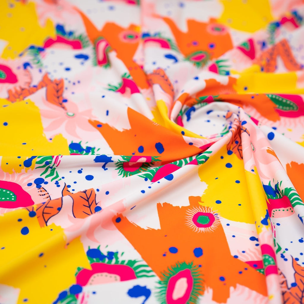 Anemone Garden Printed Spandex Fabric | Blue Moon Fabrics