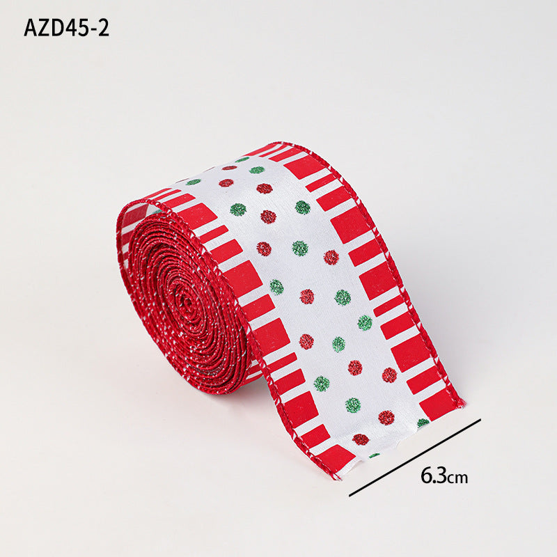 Christmas decoration ribbon, cedar pattern printed ribbon, bow tie, Christmas decoration ribbon, holiday ribbon