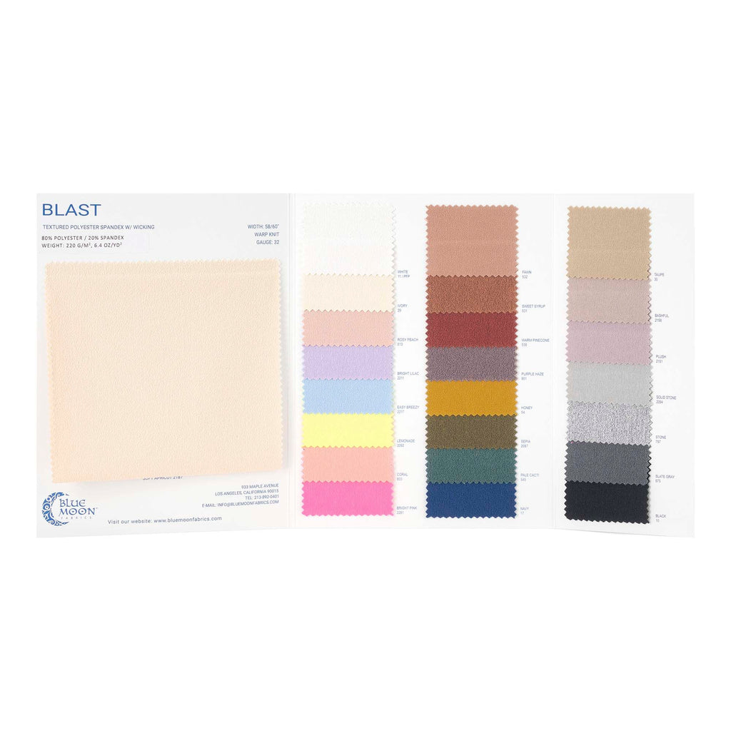 HK420W - Blast Textured Spandex Color Card | Blue Moon Fabrics