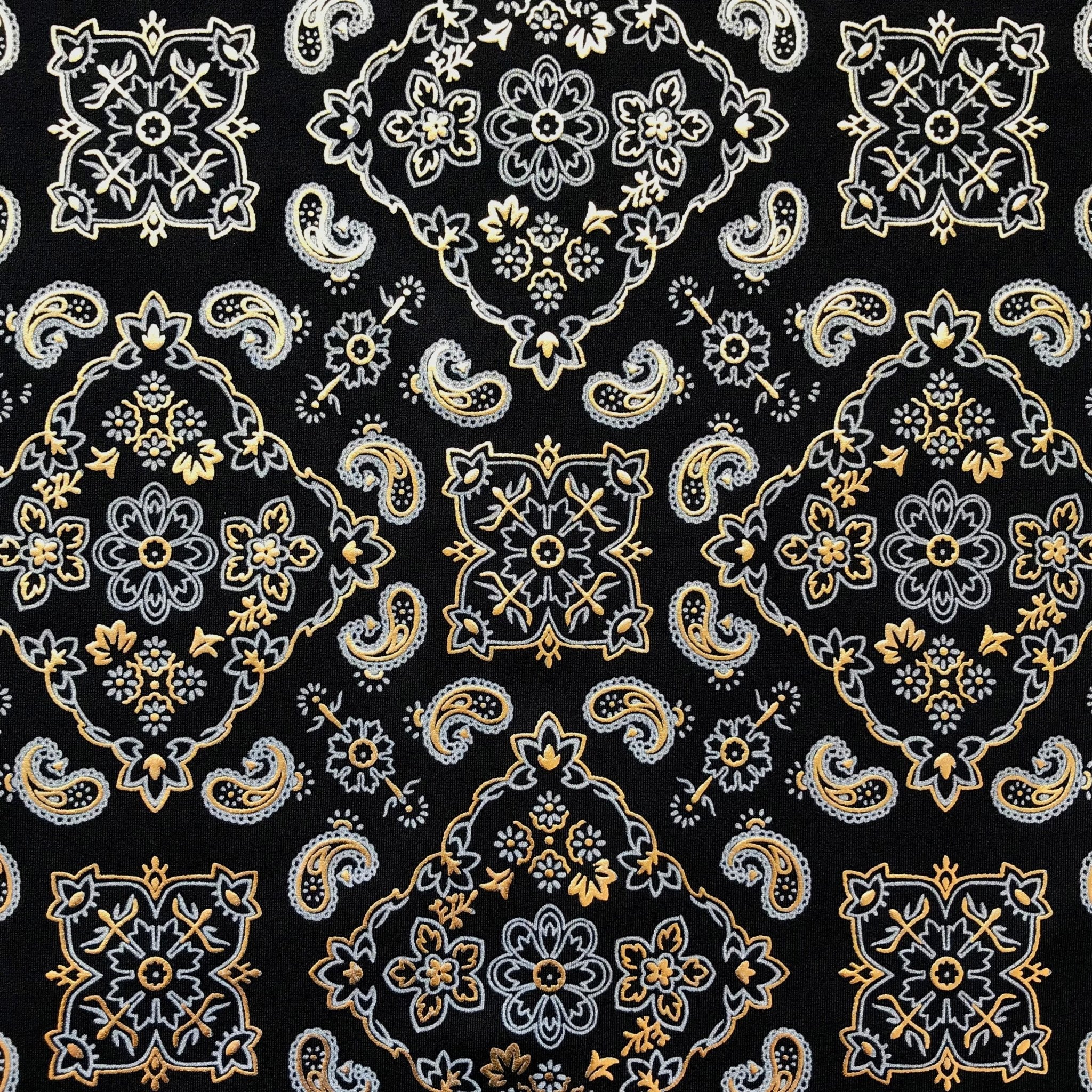 Bandana Foil Printed Spandex Fabric | Blue Moon Fabrics
