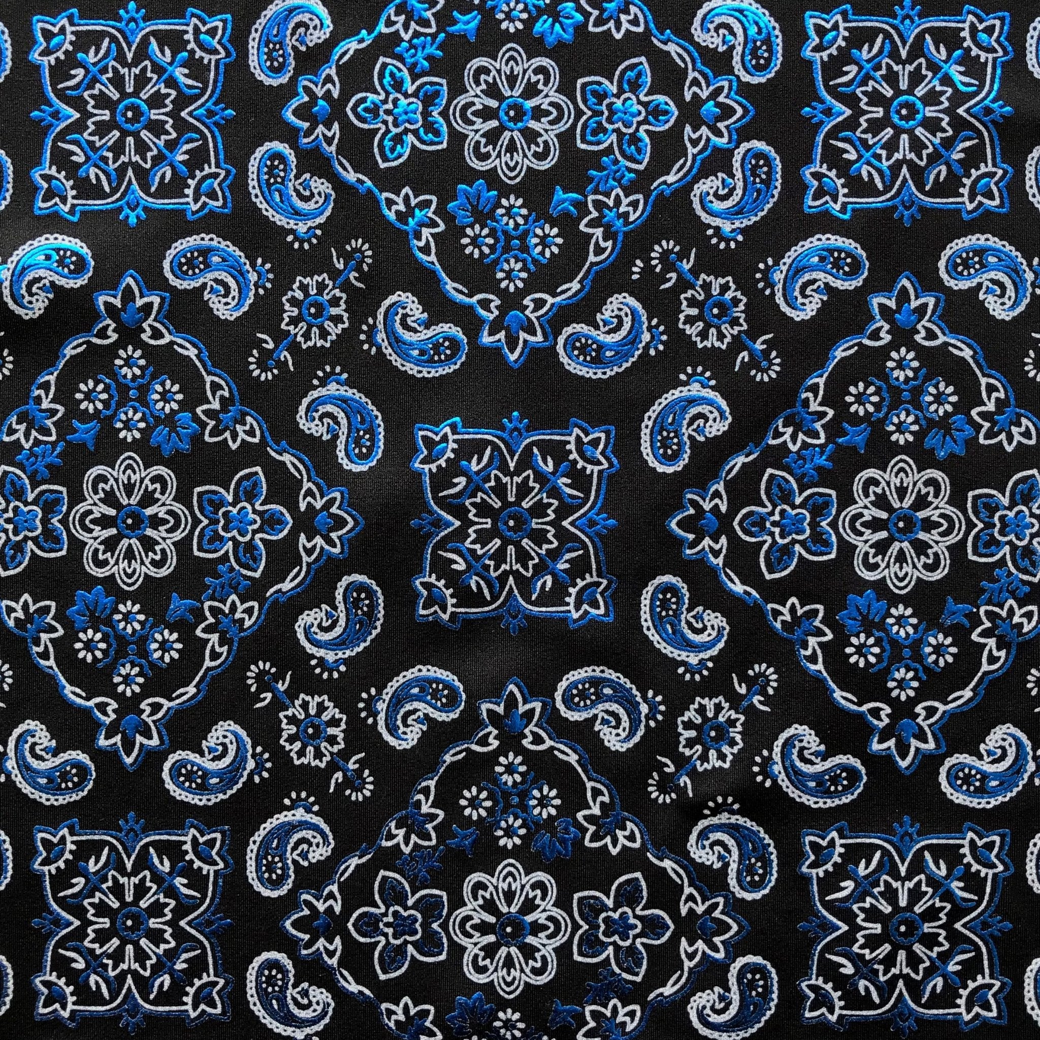Bandana Foil Printed Spandex Fabric | Blue Moon Fabrics