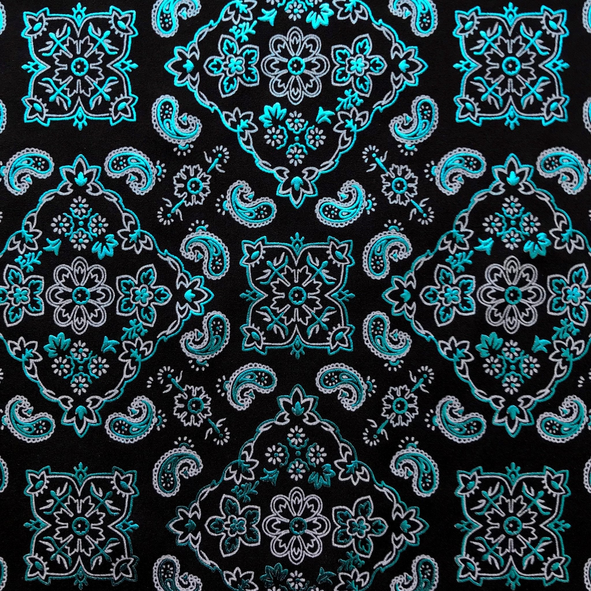 Bandana Foil Printed Spandex Fabric | Blue Moon Fabrics