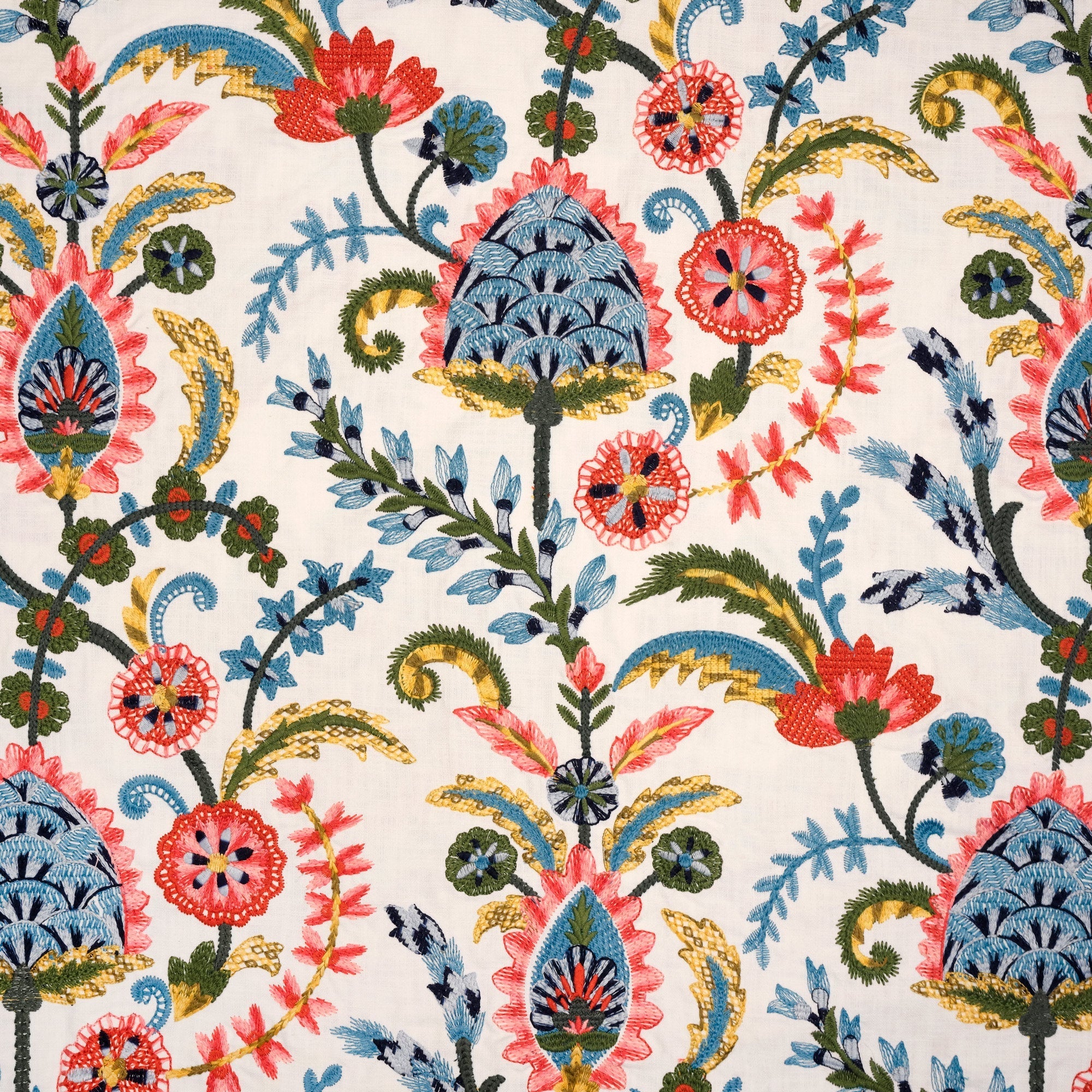 CARLINA - CREWEL EMBROIDERY FABRIC, PERFECT FOR CURTAINS and DRAPERIES