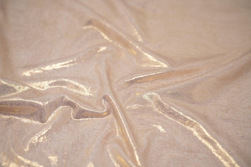 Claudette Creased Foiled Spandex Fabric | Blue Moon Fabrics
