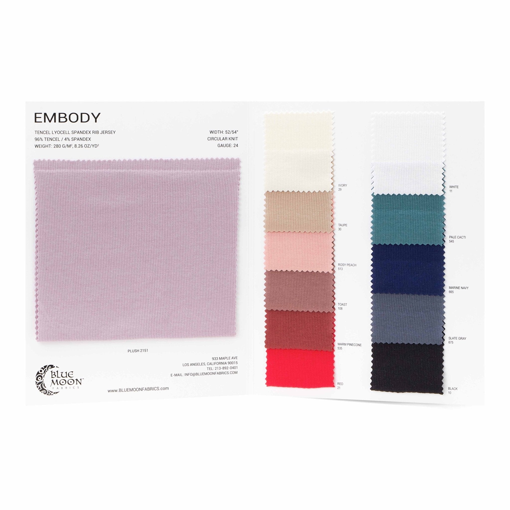 HK488 - Embody Tencel Lyocell Spandex Rib Jersey Color Card