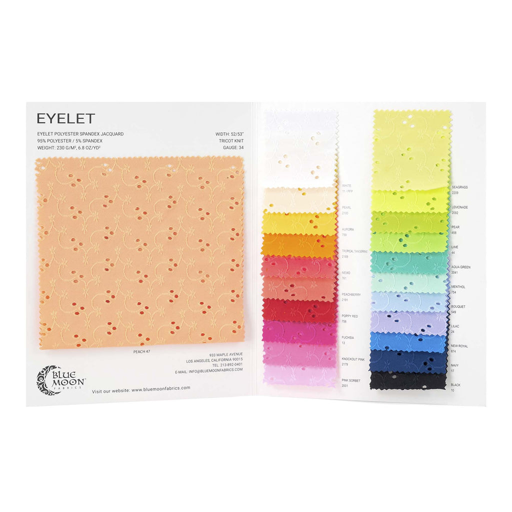 EL6022 - Eyelet Polyester Spandex Jacquard Spandex Color Card | Blue Moon Fabrics