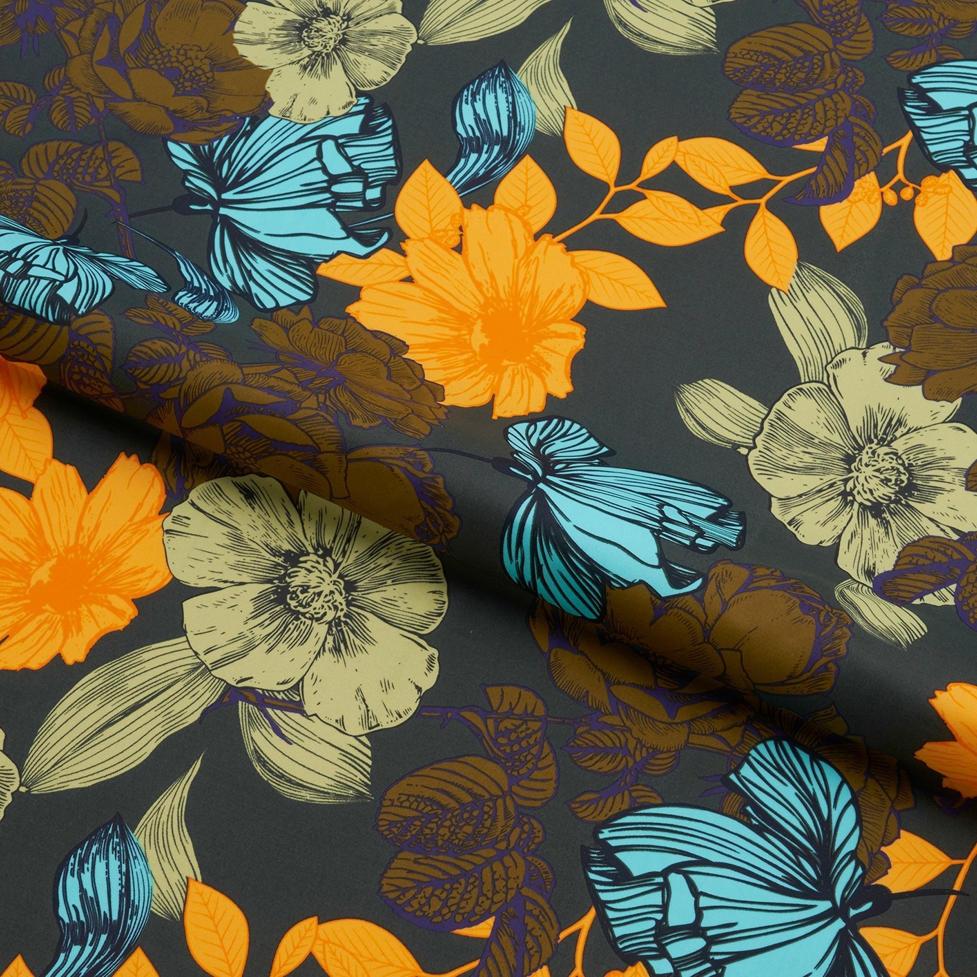 NT1949 - Retro Flowers Printed Spandex Fabric | Blue Moon Fabrics