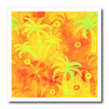 3dRose Bright Yellow and Orange Image of Batik Tropical Palm... - Iron on Heat Transfers (ht_352751)