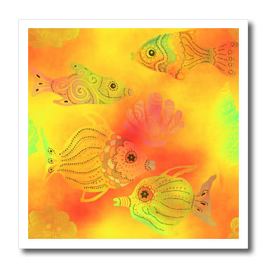 3dRose Yellow and Orange Image of Batik Fish Pattern - Iron on Heat Transfers (ht_352755)