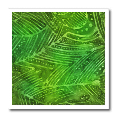 3dRose Chic Green Image of Batik Leaf Pattern - Iron on Heat Transfers (ht_352768)