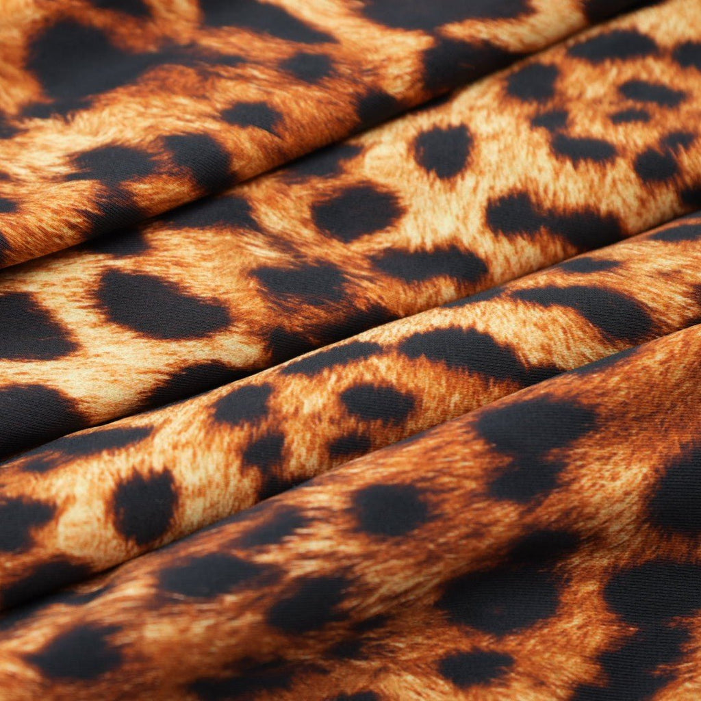 Leopard Spotted Safari Printed Spandex Fabric | Blue Moon Fabrics