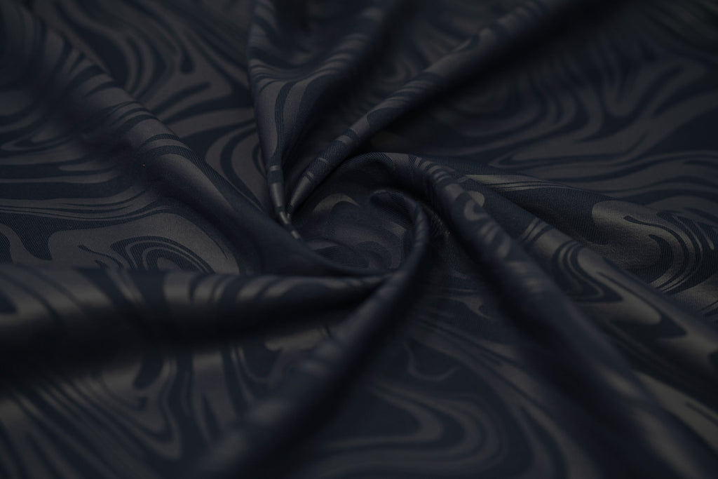 Marble Foil Printed Nylon Spandex Superflex Fabric | Blue Moon Fabrics
