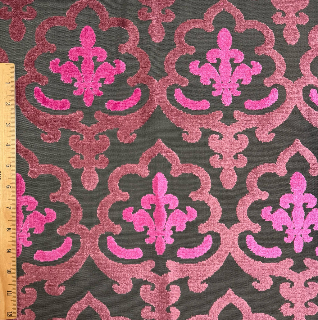 MARRAKESH - DAMASK PATTERN CUT VELVET UPHOLSTERY FABRIC