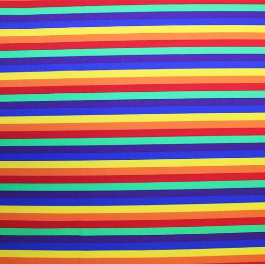 Rainbow Stripes Printed Spandex | Blue Moon Fabrics