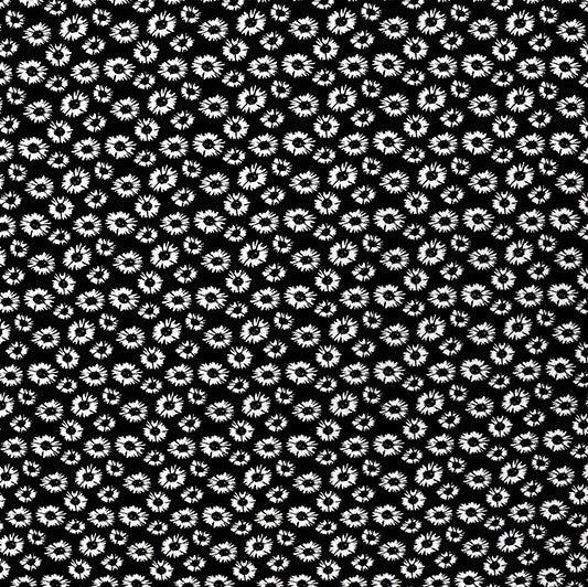 White Daisy Printed Spandex Fabric | Blue Moon Fabrics