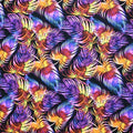 Rainbow Palms Leaves Printed Spandex | Blue Moon Fabrics