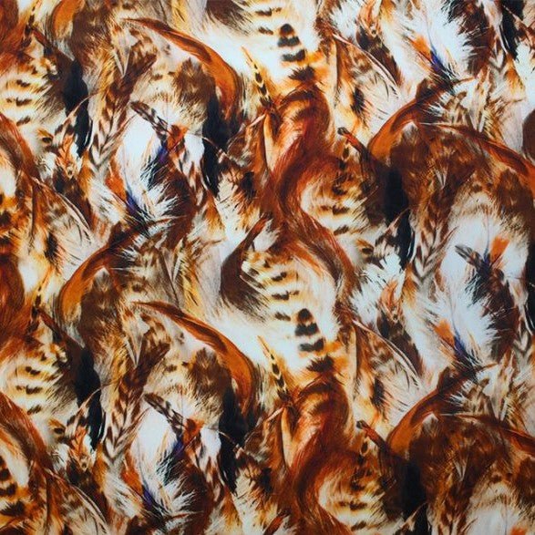 Classic Feathers Printed Spandex Fabric | Blue Moon Fabrics