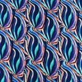 Orange and Navy Swirls Printed Spandex | Blue Moon Fabrics