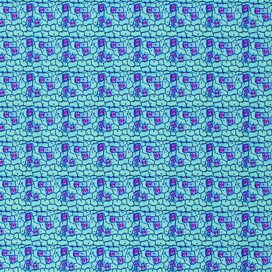 Aquatic Abstract Cells Printed Spandex | Blue Moon Fabrics
