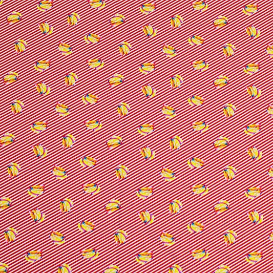 Bananas Red Stripes Printed Spandex | Blue Moon Fabrics