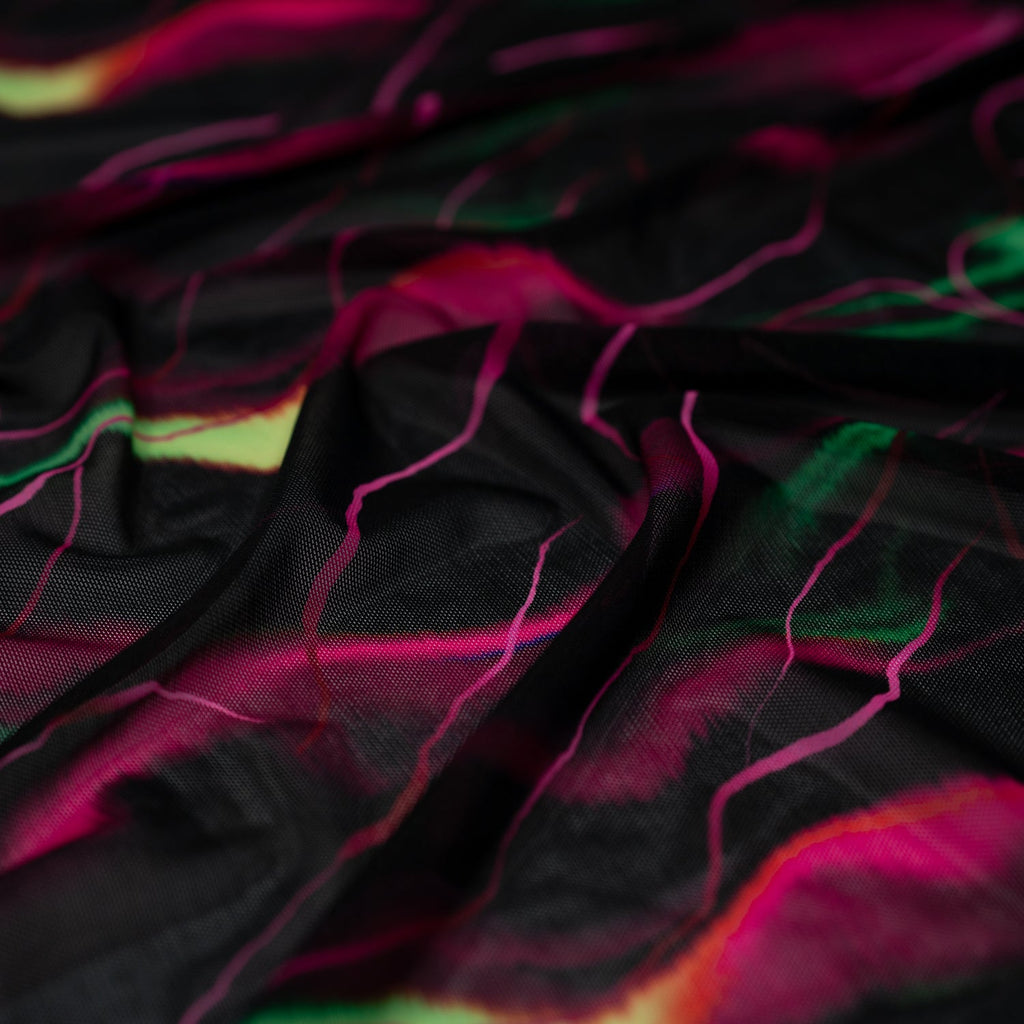Neon Northern Lights Printed Power Mesh Fabric | Blue Moon Fabrics