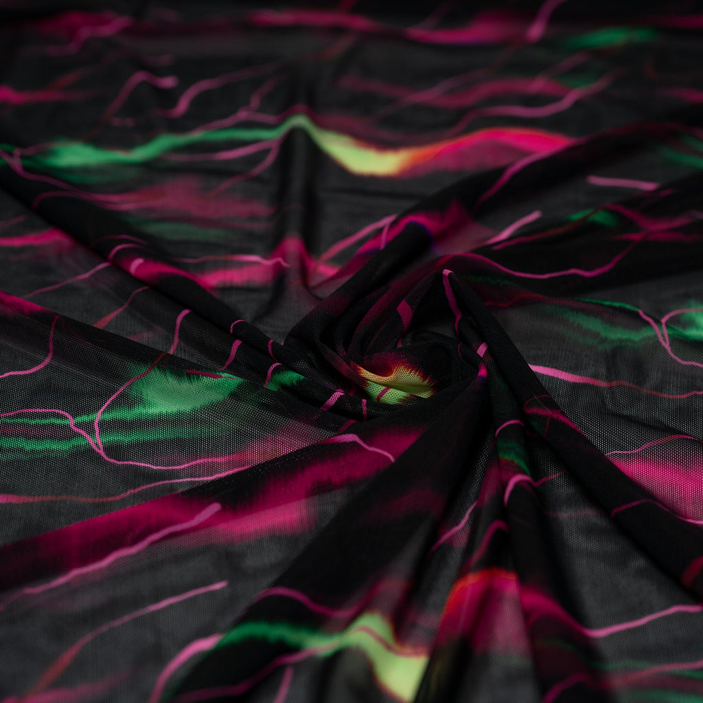 Neon Northern Lights Printed Power Mesh Fabric | Blue Moon Fabrics