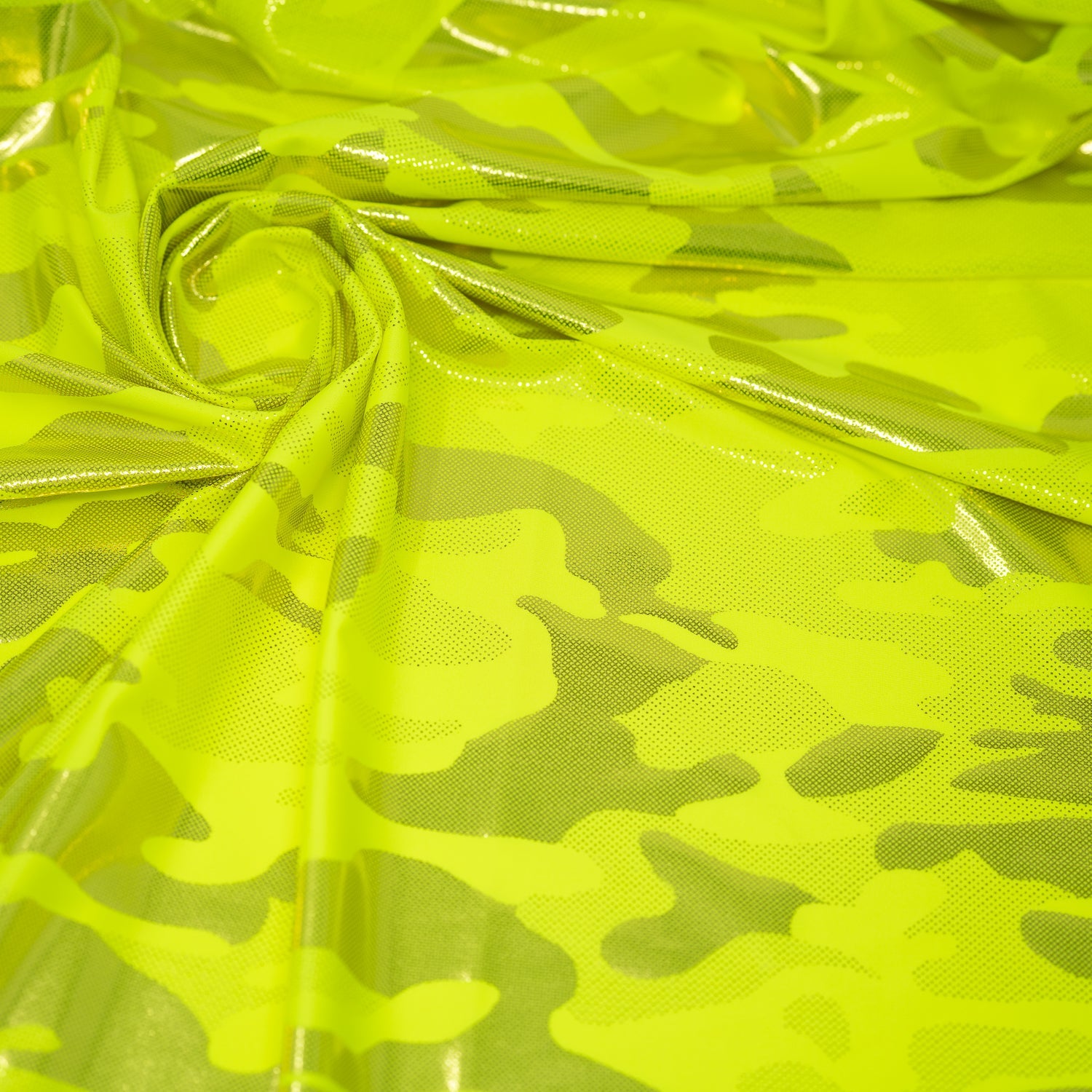 Neon Nugi Foil Printed Cationic Spandex Fabric | Blue Moon Fabrics