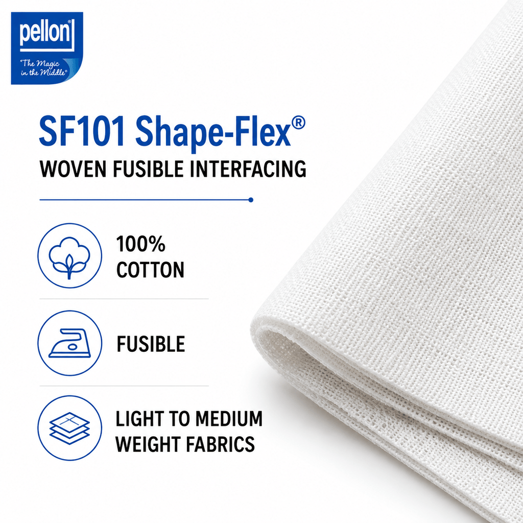 Pellon® SF101 Shape-Flex® Fusible Woven Cotton Interfacing – 20" x 10 Yard Bolt (Black)