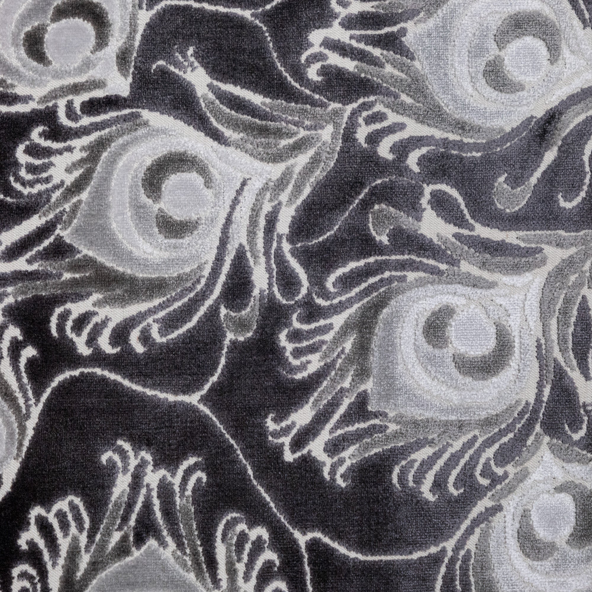 PLUMAGE -  DAMASK CUT VELVET UPHOLSTERY FABRIC BY THE YARD