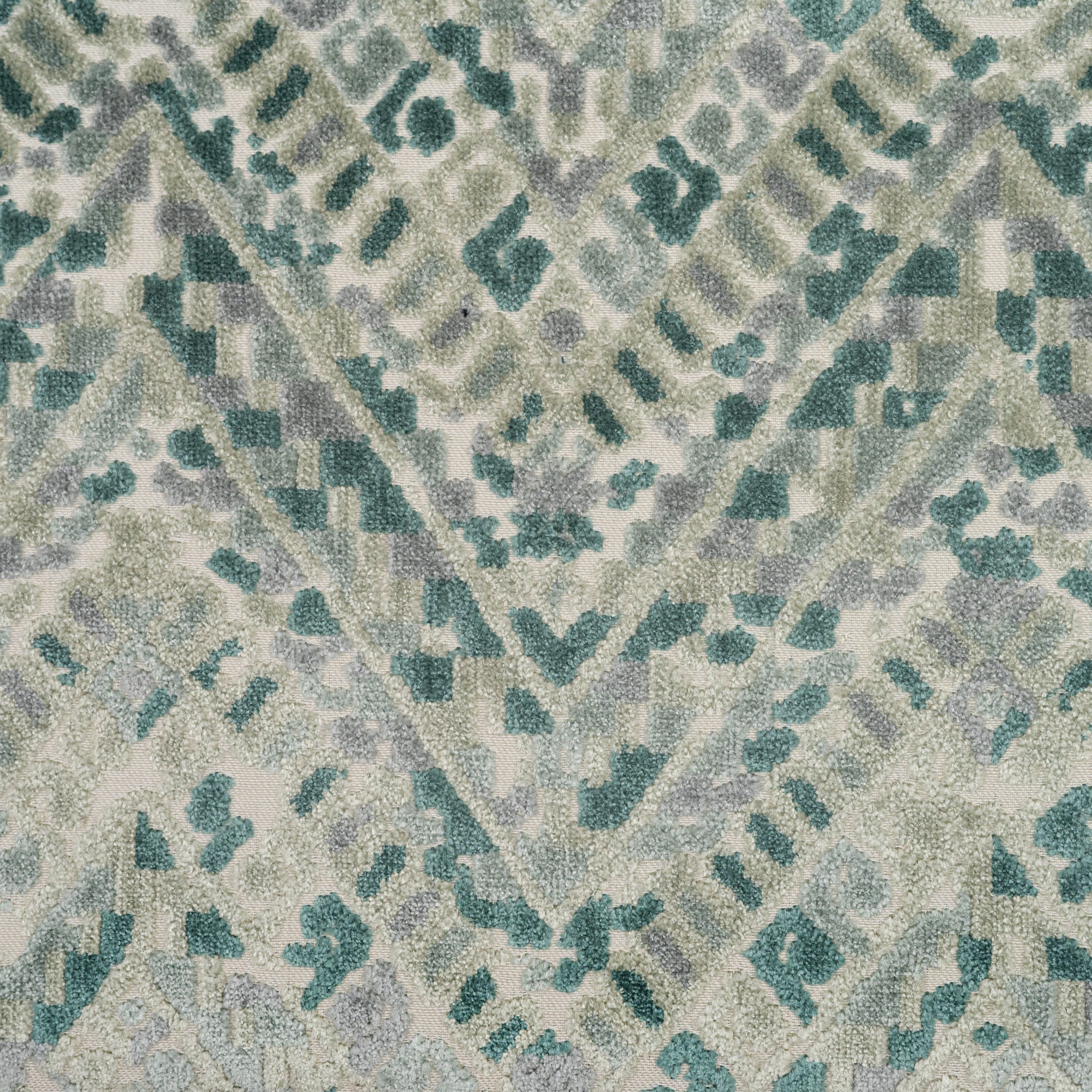 PUEBLA - GEOMETRIC CUT VELVET UPHOLSTERY FABRIC BY THE YARD