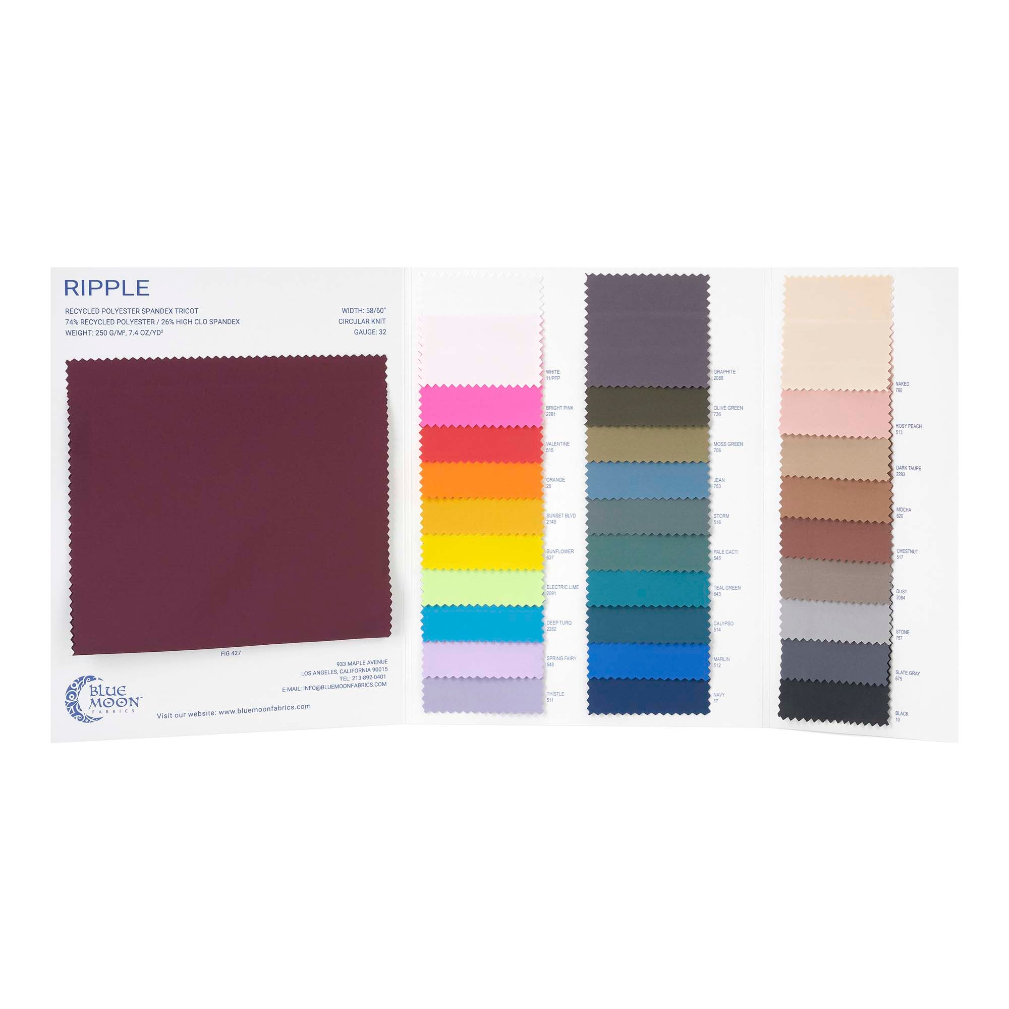 AT228 - Ripple Recycled Polyester Spandex Color Card | Blue Moon Fabrics