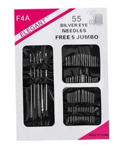 Big Eye Hand Sewing Needles Stainless Steel Set 55 Pieces