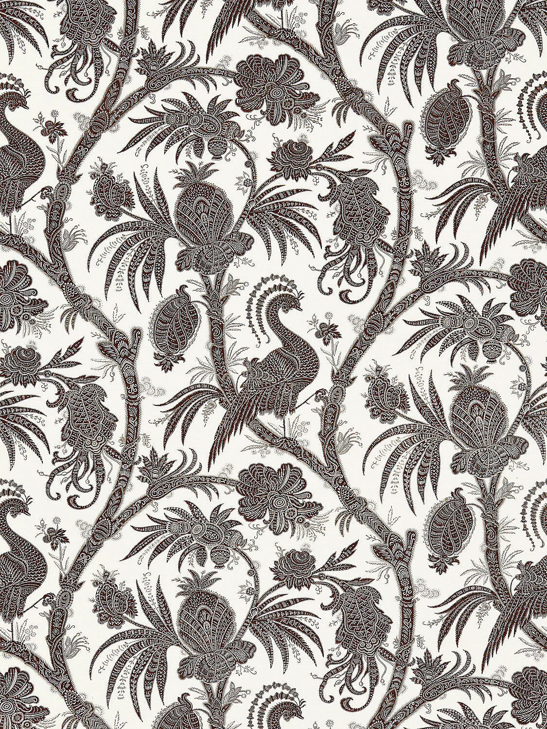 Balinese Peacock Linen Print - Java by Scalamandre Fabric