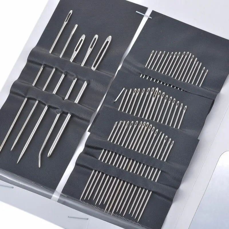 Big Eye Hand Sewing Needles Stainless Steel Set 55 Pieces