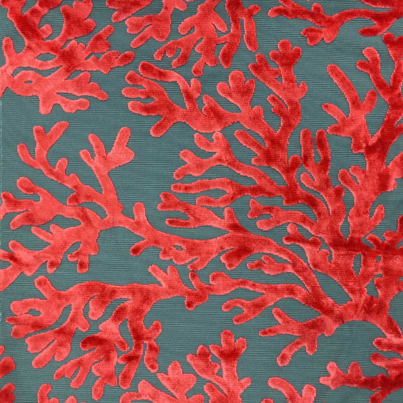 ST. TROPEZ - CORAL PATTERN BURNOUT VELVET DRAPERY & UPHOLSTERY FABRIC