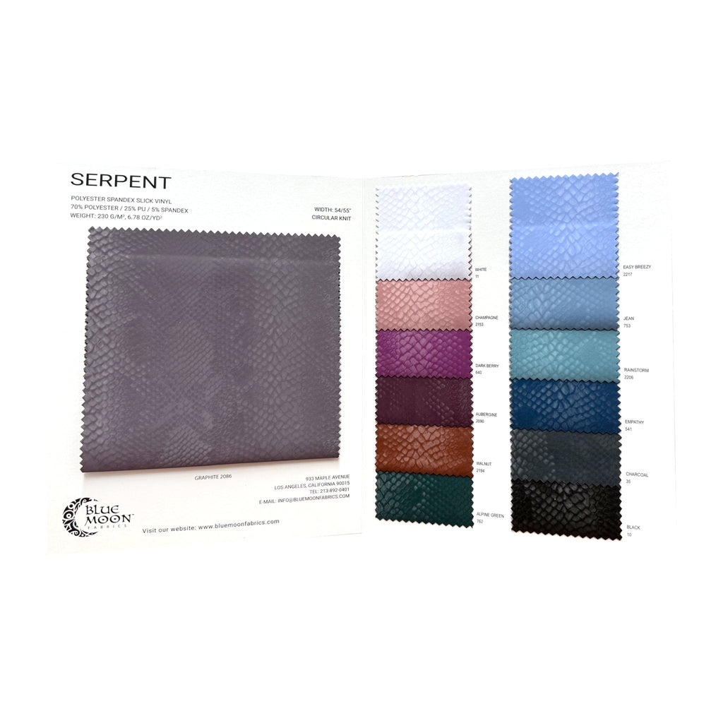 HK505 - Serpent Polyester spandex Slick Vinyl Color Card | Blue Moon Fabrics