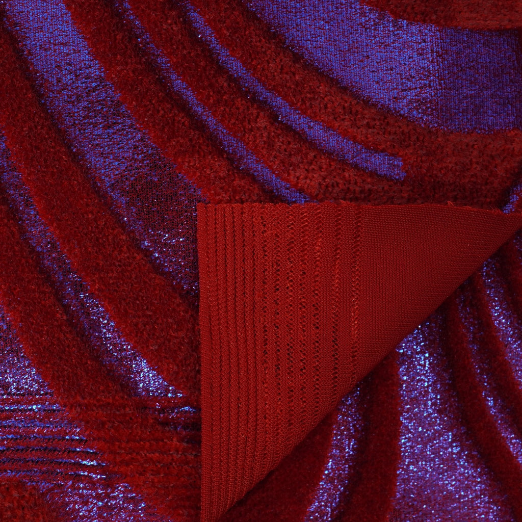 Sonic Swirl Embossed Foiled on Stretch Velvet Fabric | Blue Moon Fabrics