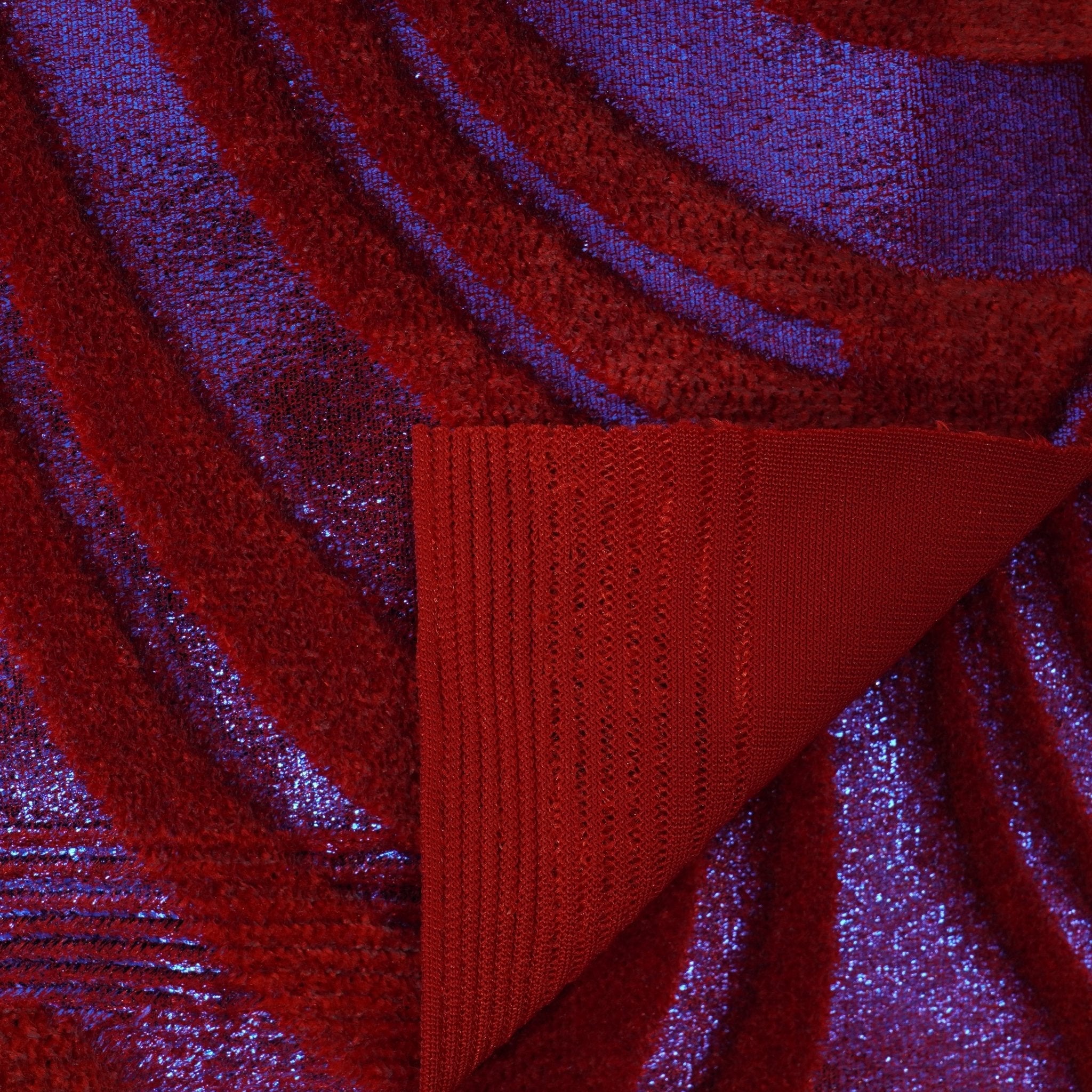 Sonic Swirl Embossed Foiled on Stretch Velvet Fabric | Blue Moon Fabrics