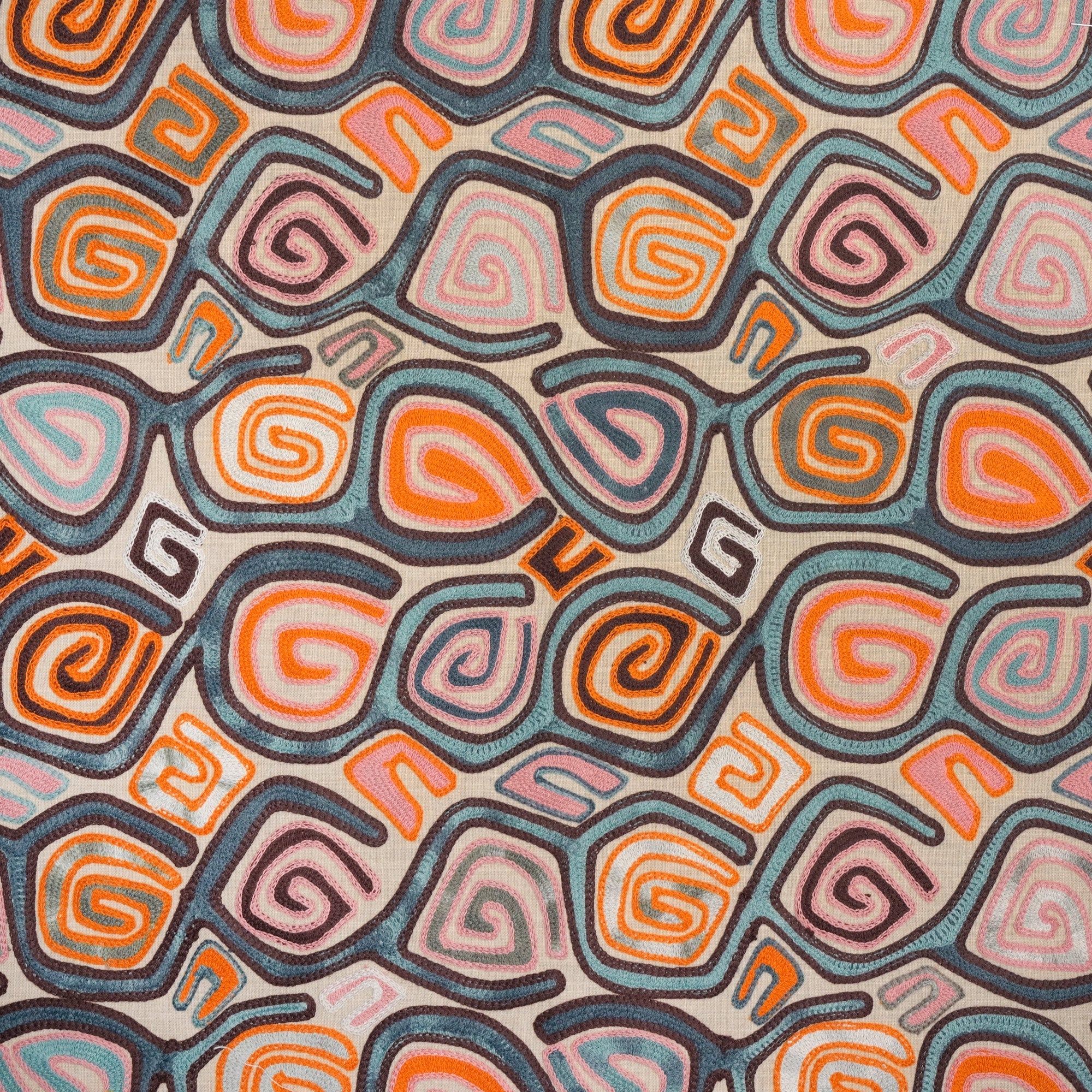 SWIRL - CREWEL EMBROIDERY FABRIC, PERFECT FOR CURTAINS and DRAPERIES