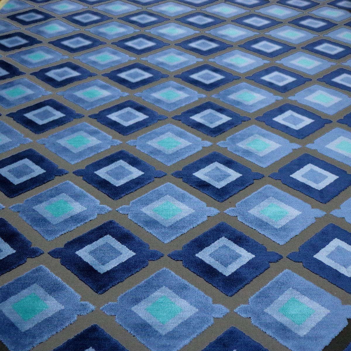 CORRALES, TAOS - MODERN GEOMETRIC PATTERN CUT VELVET UPHOLTERY FARBIC BY THE YARD