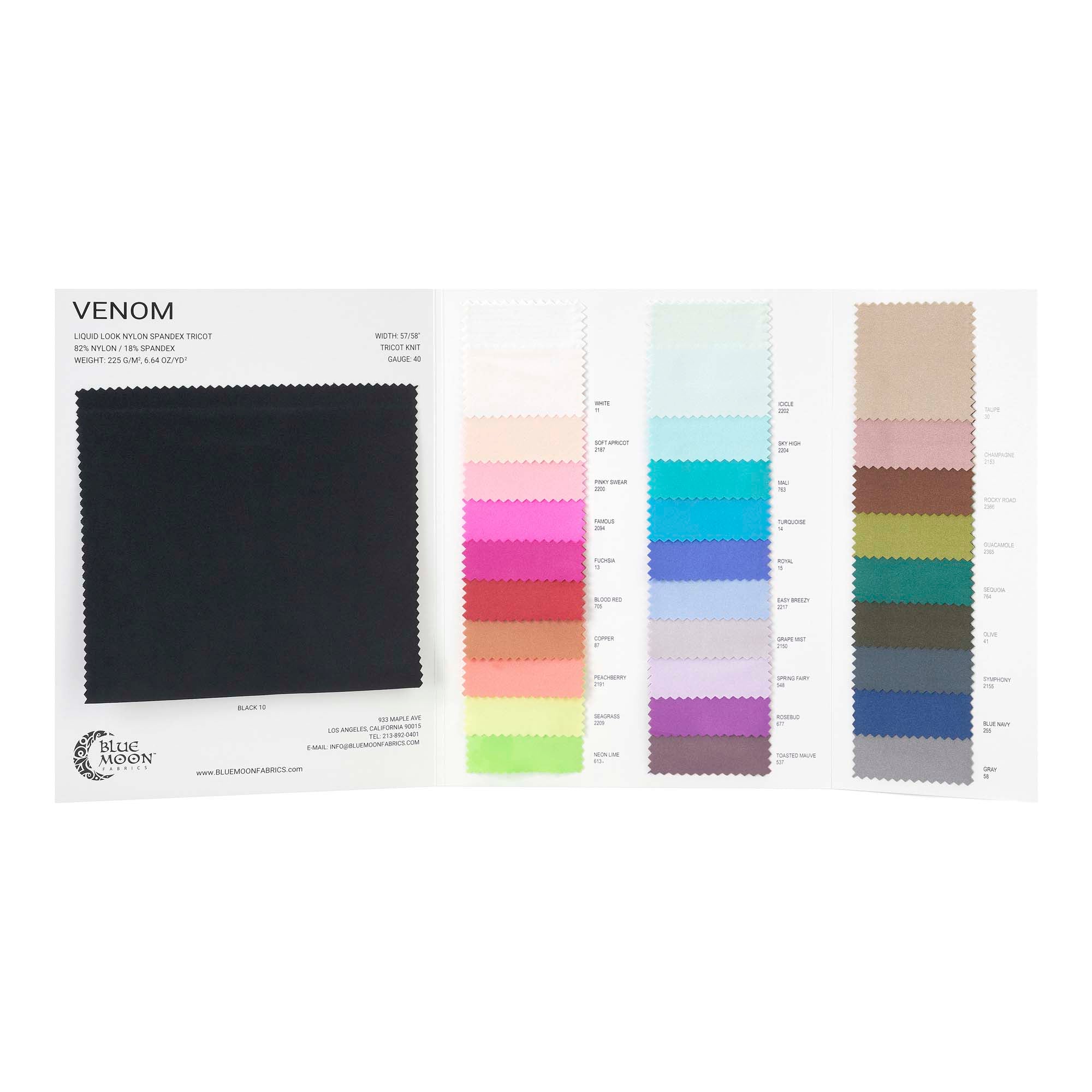 HK450 - Venom Shiny Look Spandex Color Card | Blue Moon Fabrics
