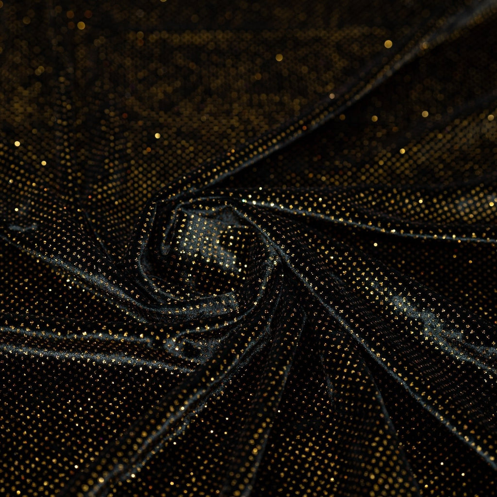 Vivian Glitter Printed Stretch Velvet Fabric | Blue Moon Fabrics